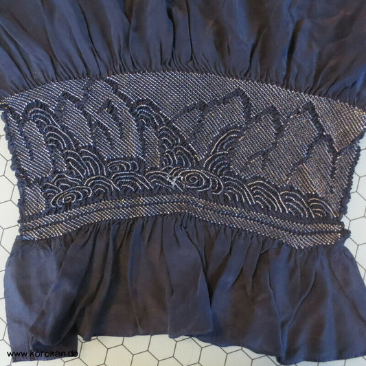 Wellen um Felsen Shibori Heko Obi - Chirimen Crepe