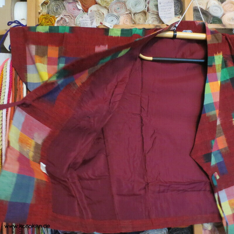 Dochugi Kimono Raglan Jacke, Kasuri Karo regenbogenbunt