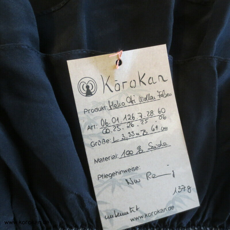 Wellen um Felsen Shibori Heko Obi - Chirimen Crepe