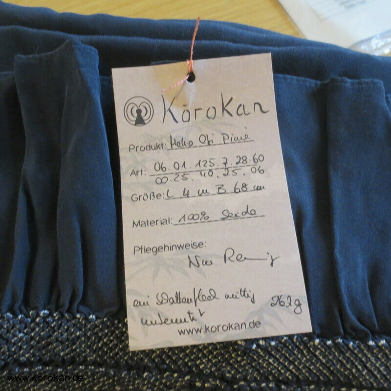 Pinien Shibori Heko Obi - Chirimen Seiden Crepe