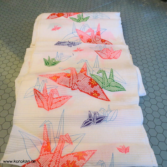 Seersucker Kinder Kimono Stoff, Origami Kraniche