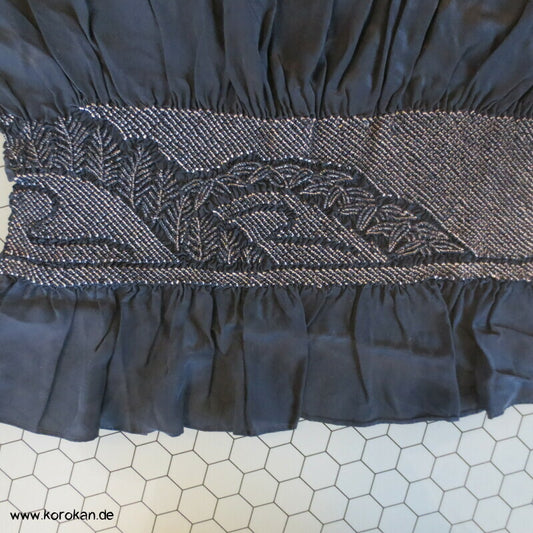 Bambus und Bäume Shibori Heko Obi - Chirimen Seiden Crepe