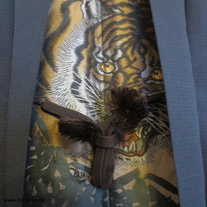 gewebter Tiger Futter / Tsumugi Haori Männer Kimono Jacke, mit Himo