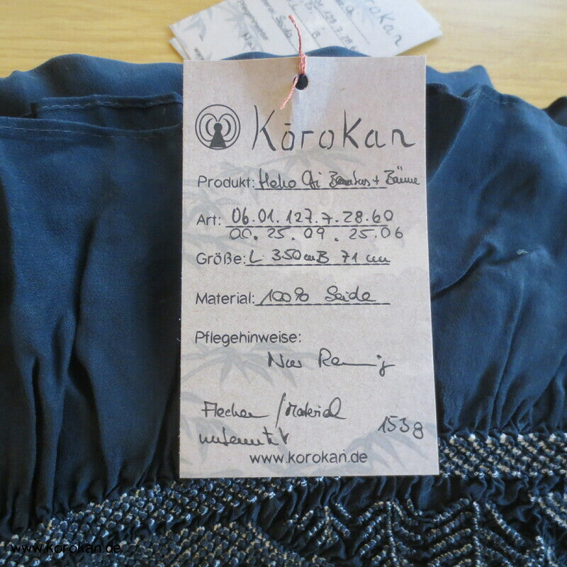 Bambus und Bäume Shibori Heko Obi - Chirimen Seiden Crepe