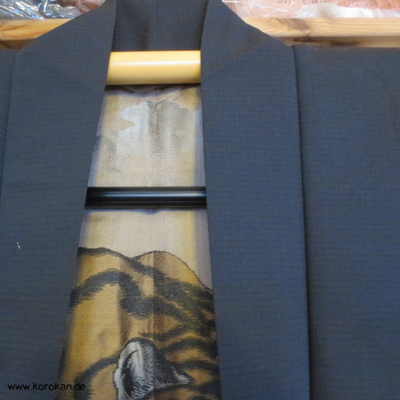 gewebter Tiger Futter / Tsumugi Haori Männer Kimono Jacke, mit Himo