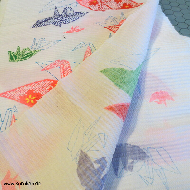 Seersucker Kinder Kimono Stoff, Origami Kraniche