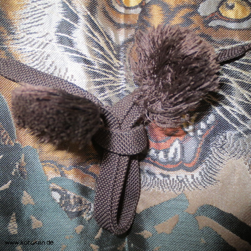 gewebter Tiger Futter / Tsumugi Haori Männer Kimono Jacke, mit Himo
