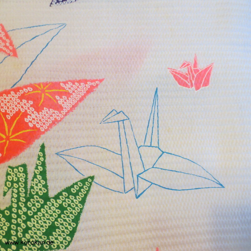 Seersucker Kinder Kimono Stoff, Origami Kraniche