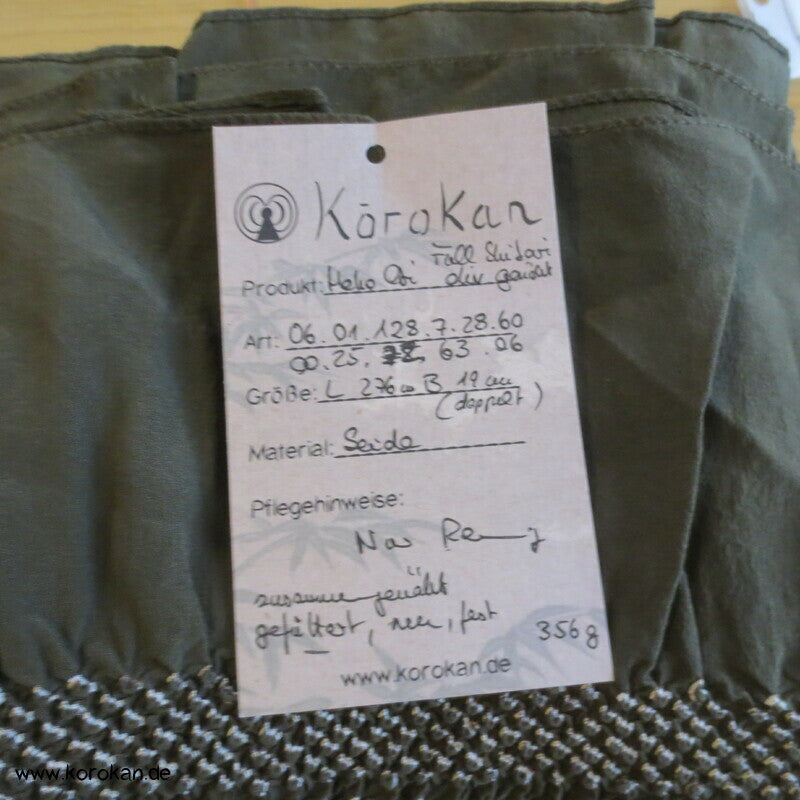 Full Shibori Heko Obi - Chirimen Seiden Crepe genäht, gefüttert