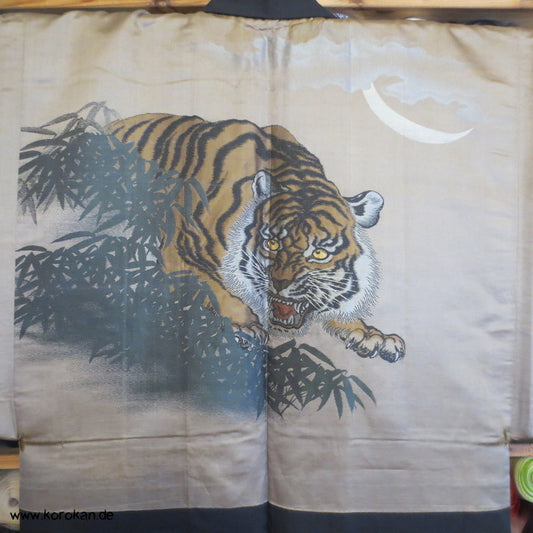 gewebter Tiger Futter / Tsumugi Haori Männer Kimono Jacke, mit Himo