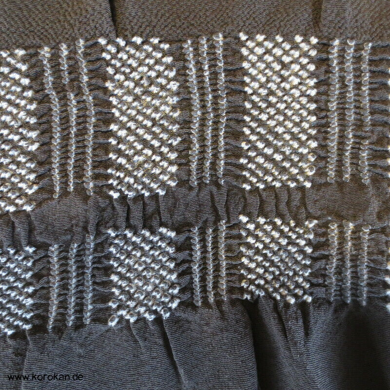 Karo Shibori Heko Obi - Chirimen Seiden Crepe