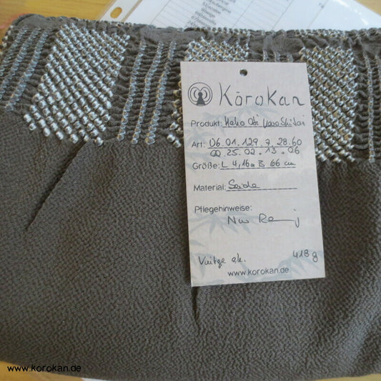 Karo Shibori Heko Obi - Chirimen Seiden Crepe