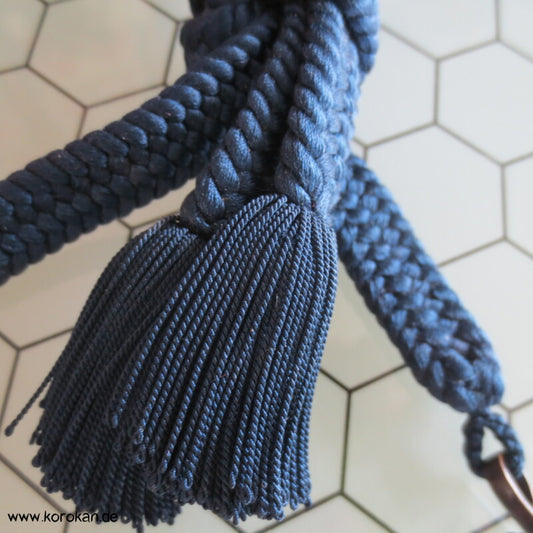 dunkelblaue Seide - Haori Himo für Männer