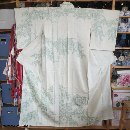 Homongi Kimono Full Shibori Seide mit jade Bambusmuster