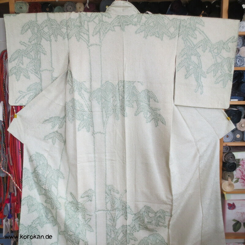 Full Shibori jade Bambus Homongi Seiden Kimono