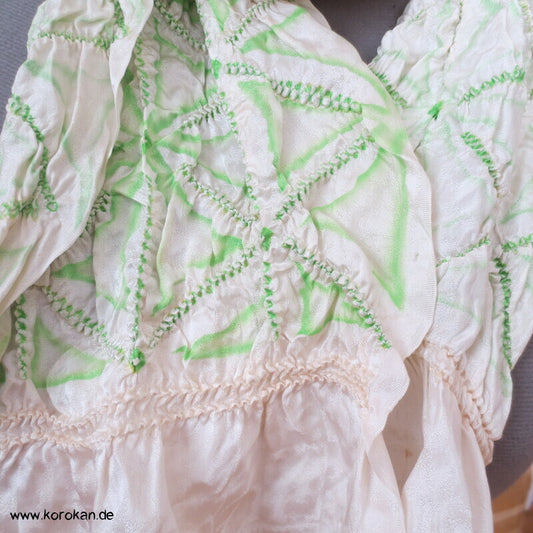 Shibori grünes Asanoha Obiage Rinzu Damast