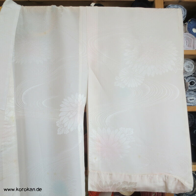 Kiku Rinzu Damast Seiden Furisode Juban Unterkimono, gekürzte Ärmel