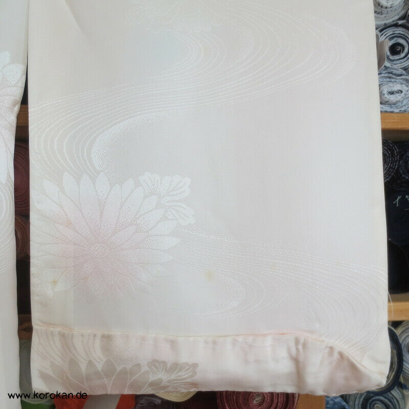 Kiku Rinzu Damast Seiden Furisode Juban Unterkimono, gekürzte Ärmel
