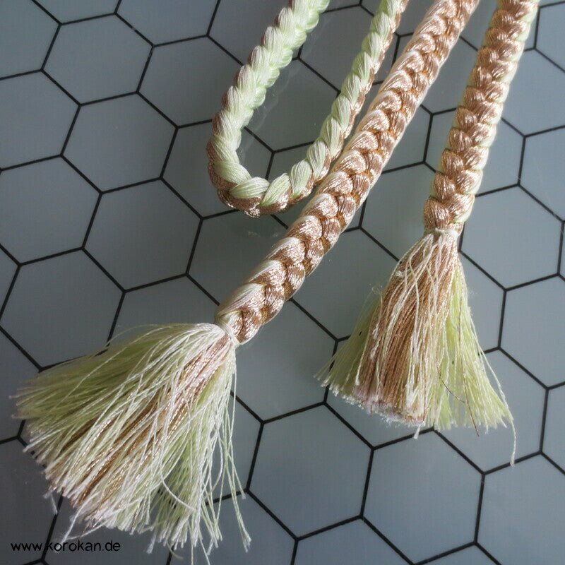 gold und grün zweiseitiger Obijime, Seide / Lurex