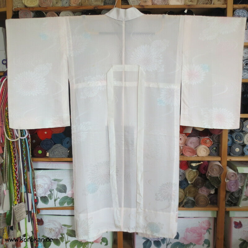 Kiku Rinzu Damast Seiden Furisode Juban Unterkimono, gekürzte Ärmel