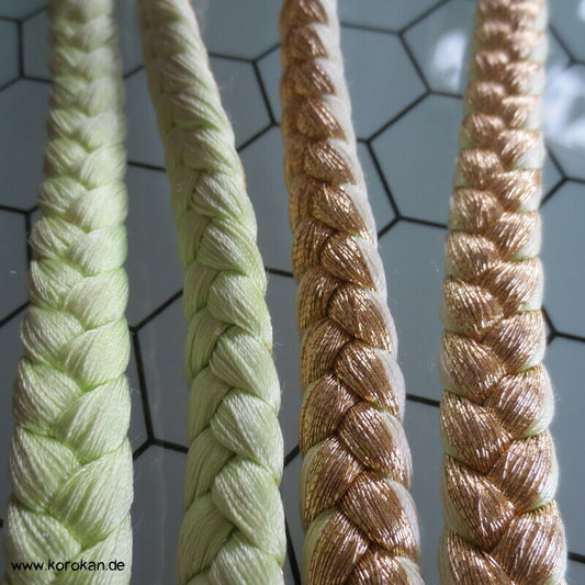 gold und grün zweiseitiger Obijime, Seide / Lurex