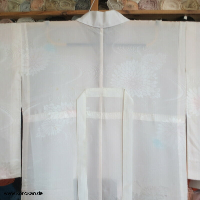 Kiku Rinzu Damast Seiden Furisode Juban Unterkimono, gekürzte Ärmel