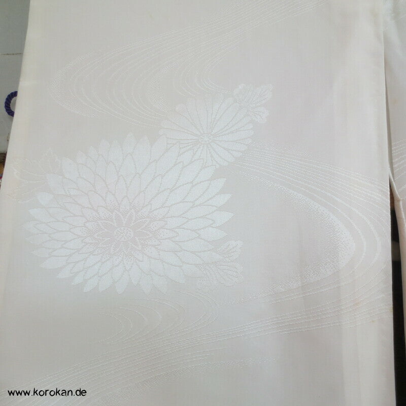 Kiku Rinzu Damast Seiden Furisode Juban Unterkimono, gekürzte Ärmel