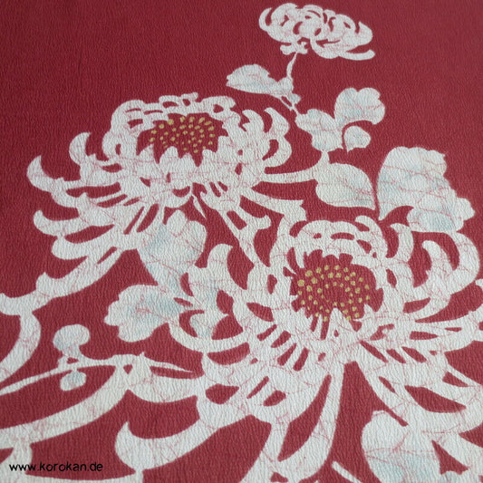 Furoshiki Japan Tragetuch, Fächer Chrysanthemen auf dunkelrot