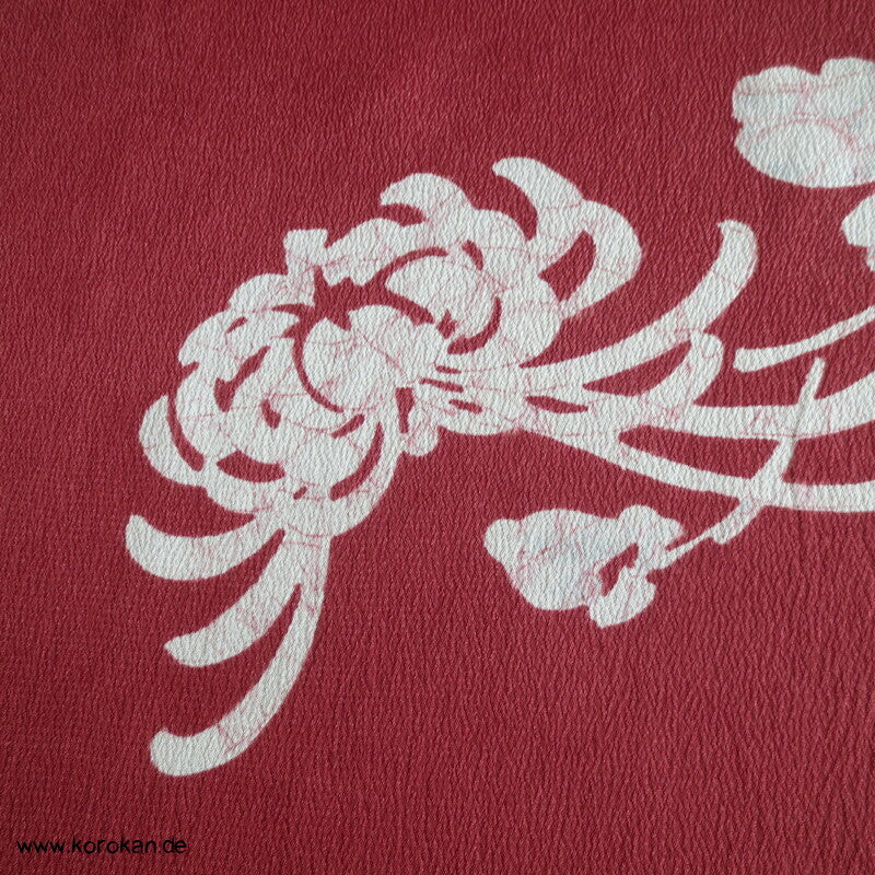 Furoshiki Japan Tragetuch, Fächer Chrysanthemen auf dunkelrot