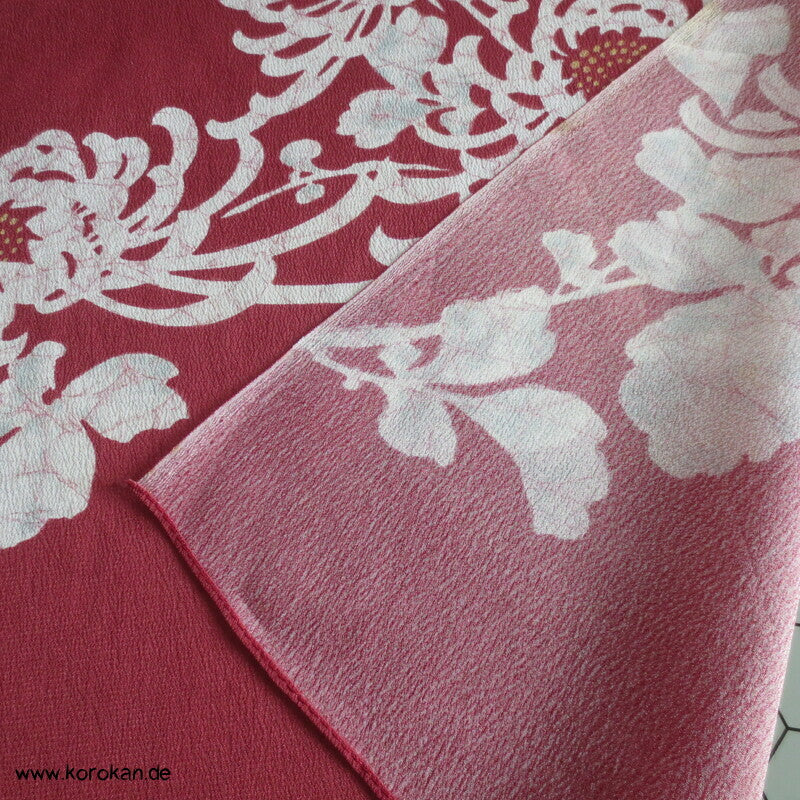 Furoshiki Japan Tragetuch, Fächer Chrysanthemen auf dunkelrot