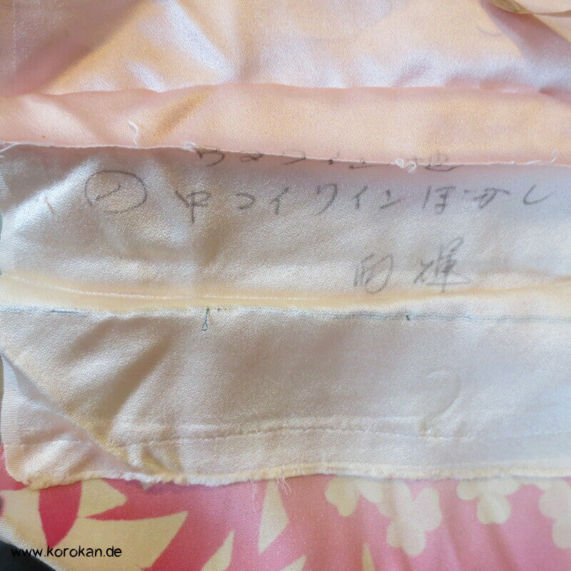 rosa, pink, lila Blumen Seiden Karieba für Furisode Kimono