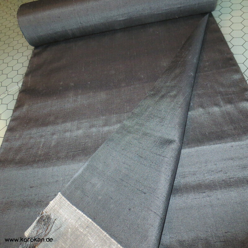 Tanmono Stoffrolle anthrazit schwarze Tsumugi Kimono Seide