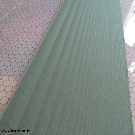 gold graugrüne Ombré Kettstreifen Kimono Stoffrest, Seidenbrokat