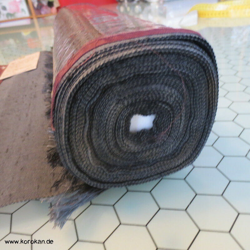 Tanmono Stoffrolle anthrazit schwarze Tsumugi Kimono Seide