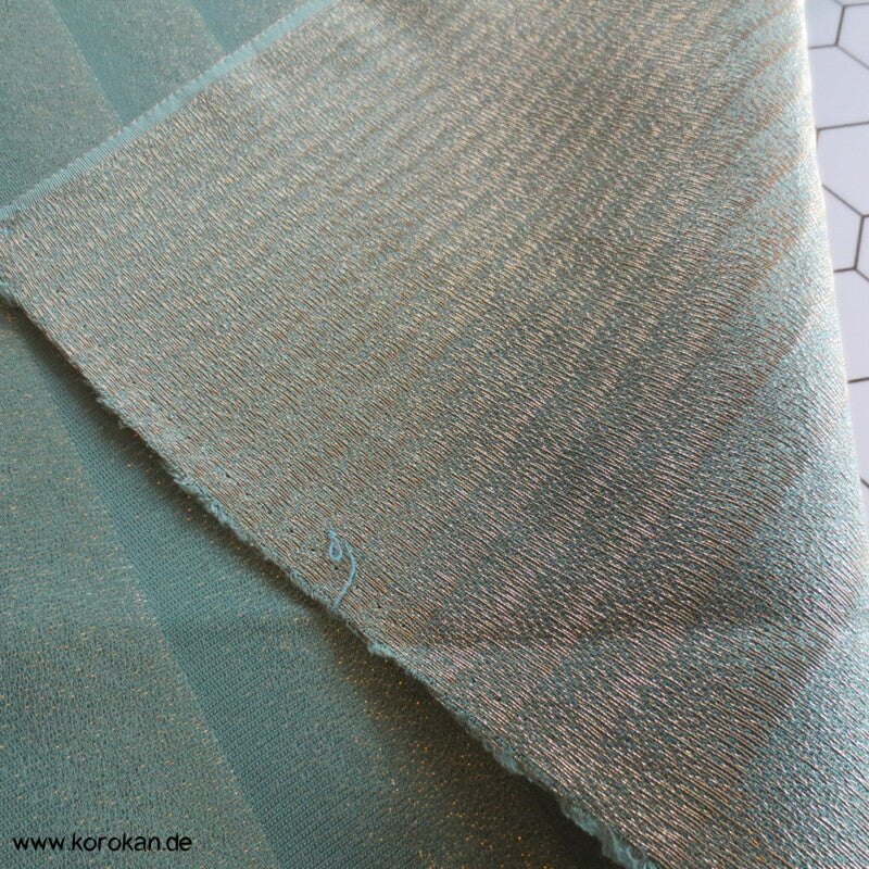 gold graugrüne Ombré Kettstreifen Kimono Stoffrest, Seidenbrokat