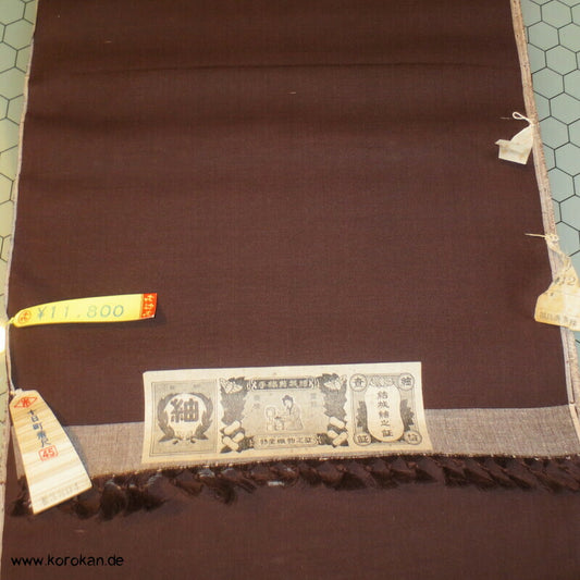 Tanmono Stoffrolle Tsumugi Kimono Seide rotbraun Kasuri Blüten