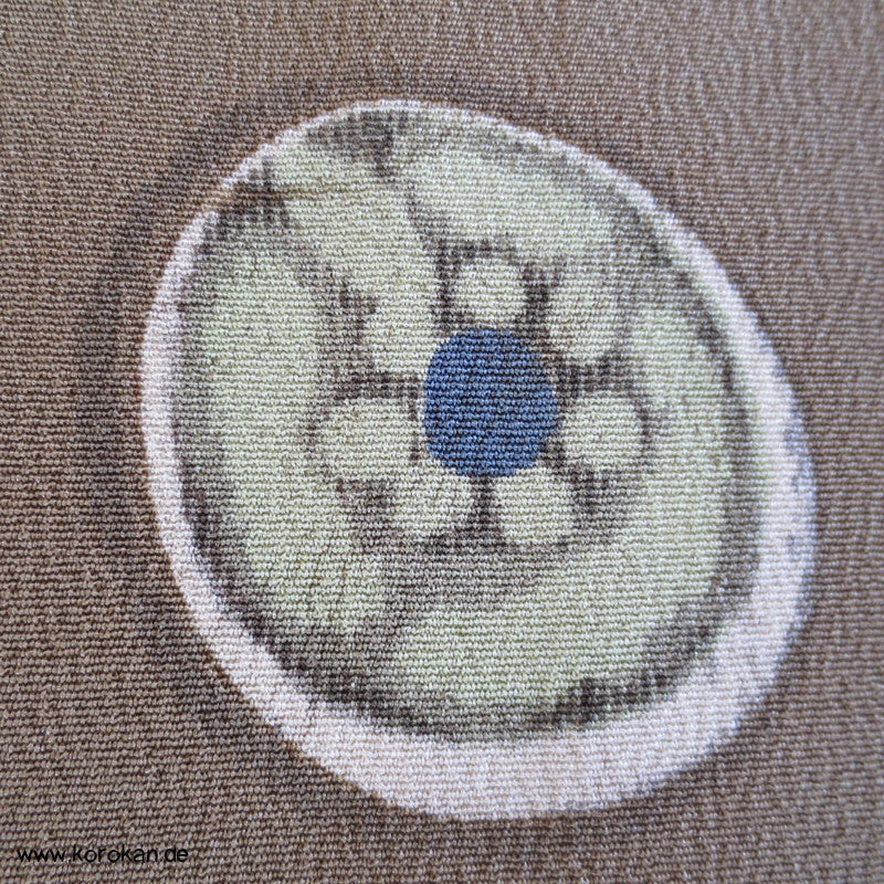 Khaki mit Musterkreisen Seidencrepe Komon Kimono