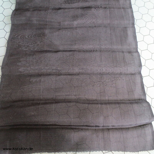 Obiage schwarze hauchzarte Rinzu Damast Seide eingewebte Blumen