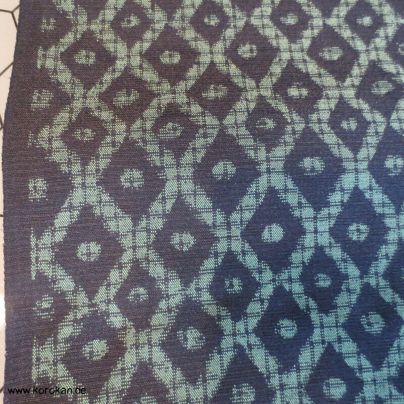 Stoffrolle Tsumugi Kimono Seide Tanmono, grün schwarze Rauten