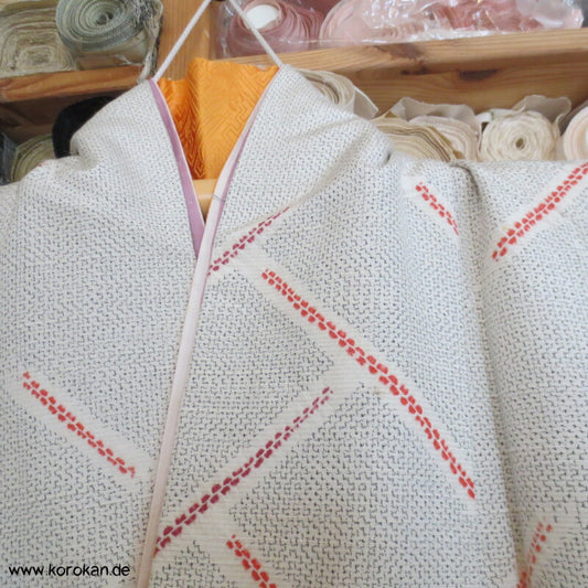 Shibori Higaki Flechtmuster Kasuri Tsumugi Seiden Kimono