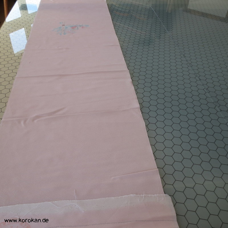 Pfingstrosenmuster rosa rot Tanmono, Yuzen Kimono Seidendamast Stoffrolle