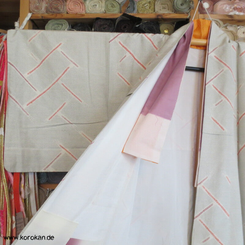 Shibori Higaki Flechtmuster Kasuri Tsumugi Seiden Kimono