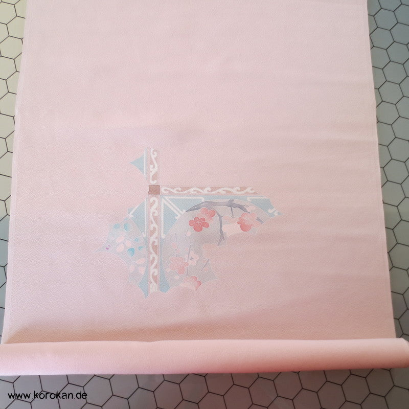 Pfingstrosenmuster rosa rot Tanmono, Yuzen Kimono Seidendamast Stoffrolle