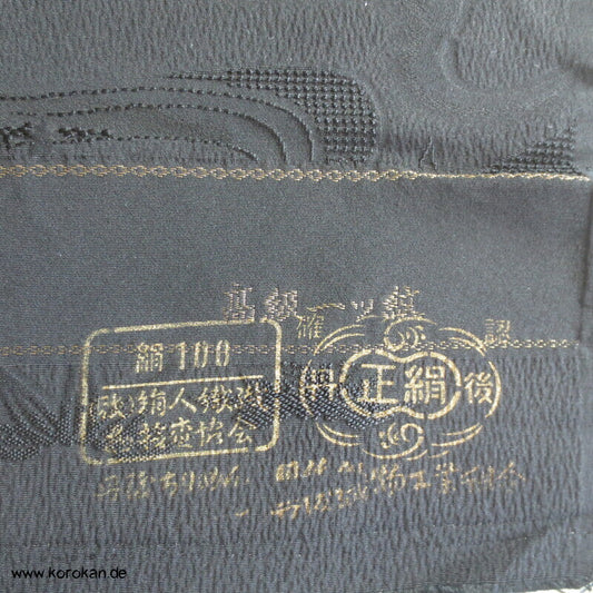 schwarze Bambus und Fluss Damast Kimono Seide