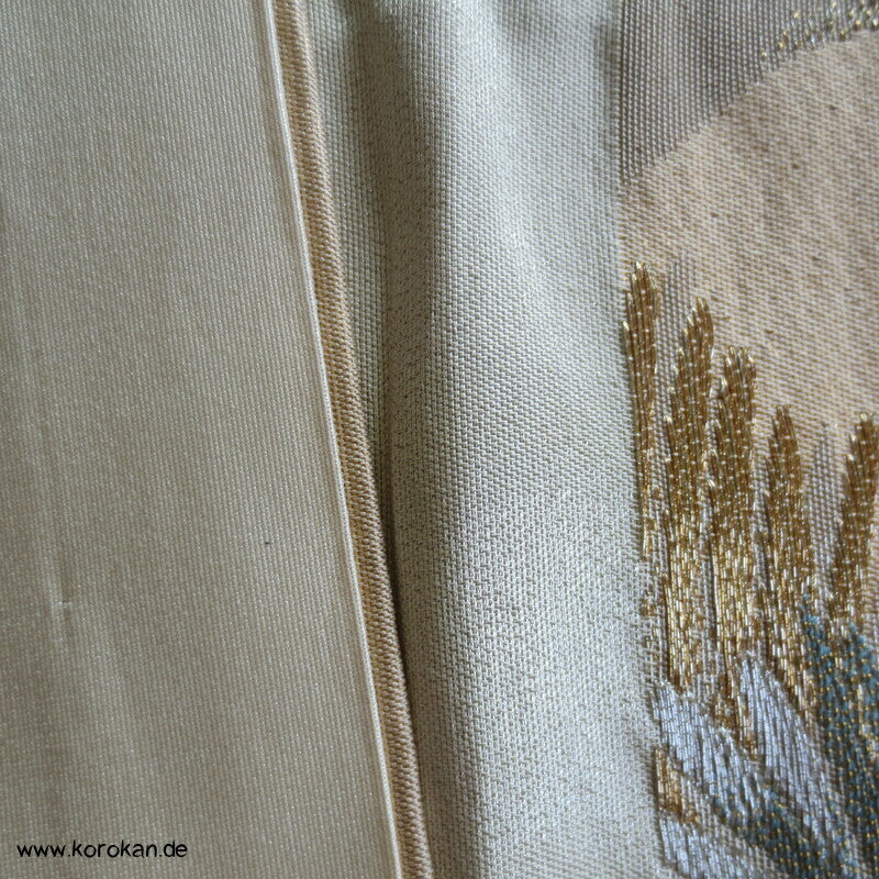 junge Kieferntriebe Fukuro Obi Seidenbrokat Kimonogürtel