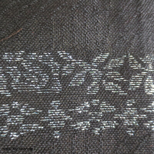 schwarz silber Bordüren Wolle / Lurex Araihari Haori Kimonostoff