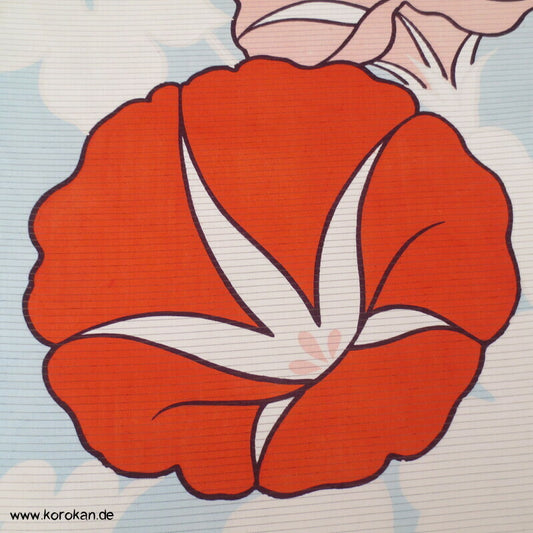 roten Asagao auf hellblau Sommer Kimono Rho Seide