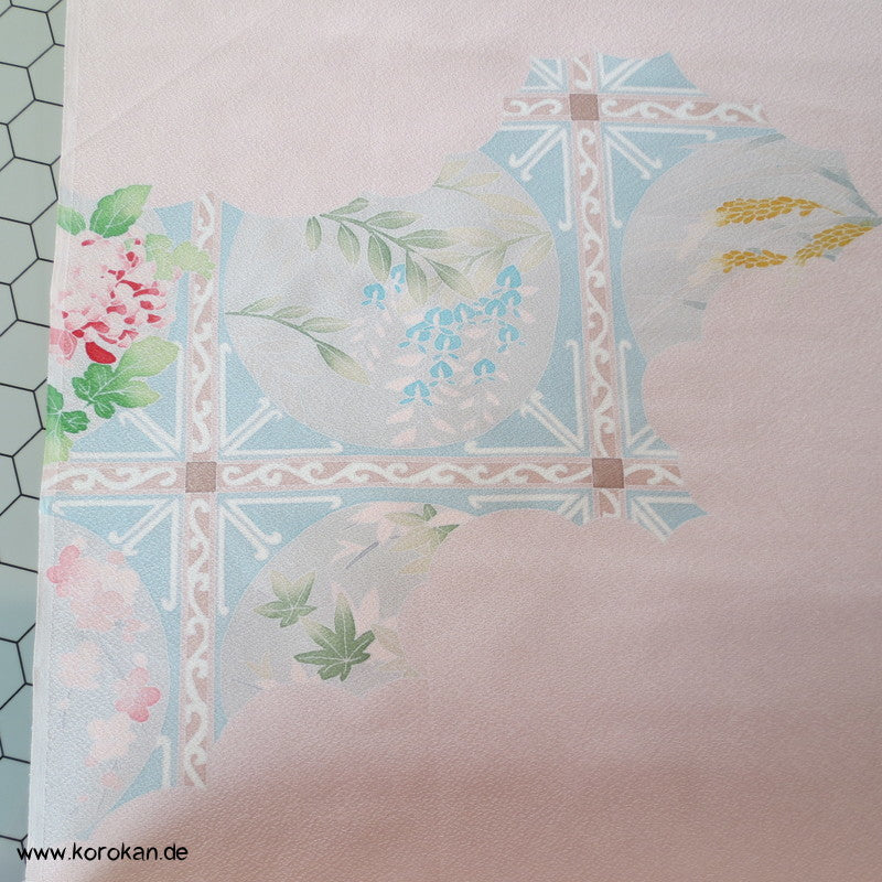 Pfingstrosenmuster rosa rot Tanmono, Yuzen Kimono Seidendamast Stoffrolle