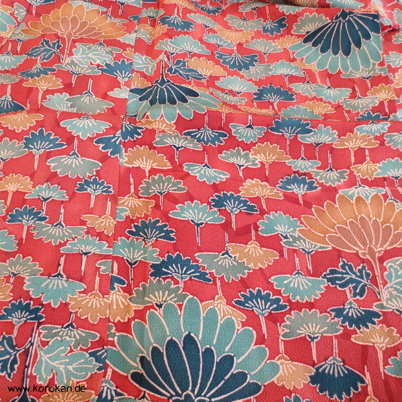 Kiku abstrakt Seidencrepe Komon Kimono