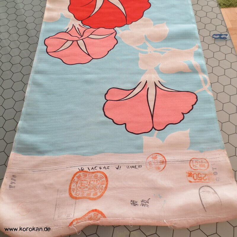 roten Asagao auf hellblau Sommer Kimono Rho Seide